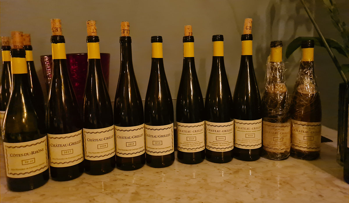 Just some of the evening's wines - including the 70cl bottles of Grillet from the 1970s